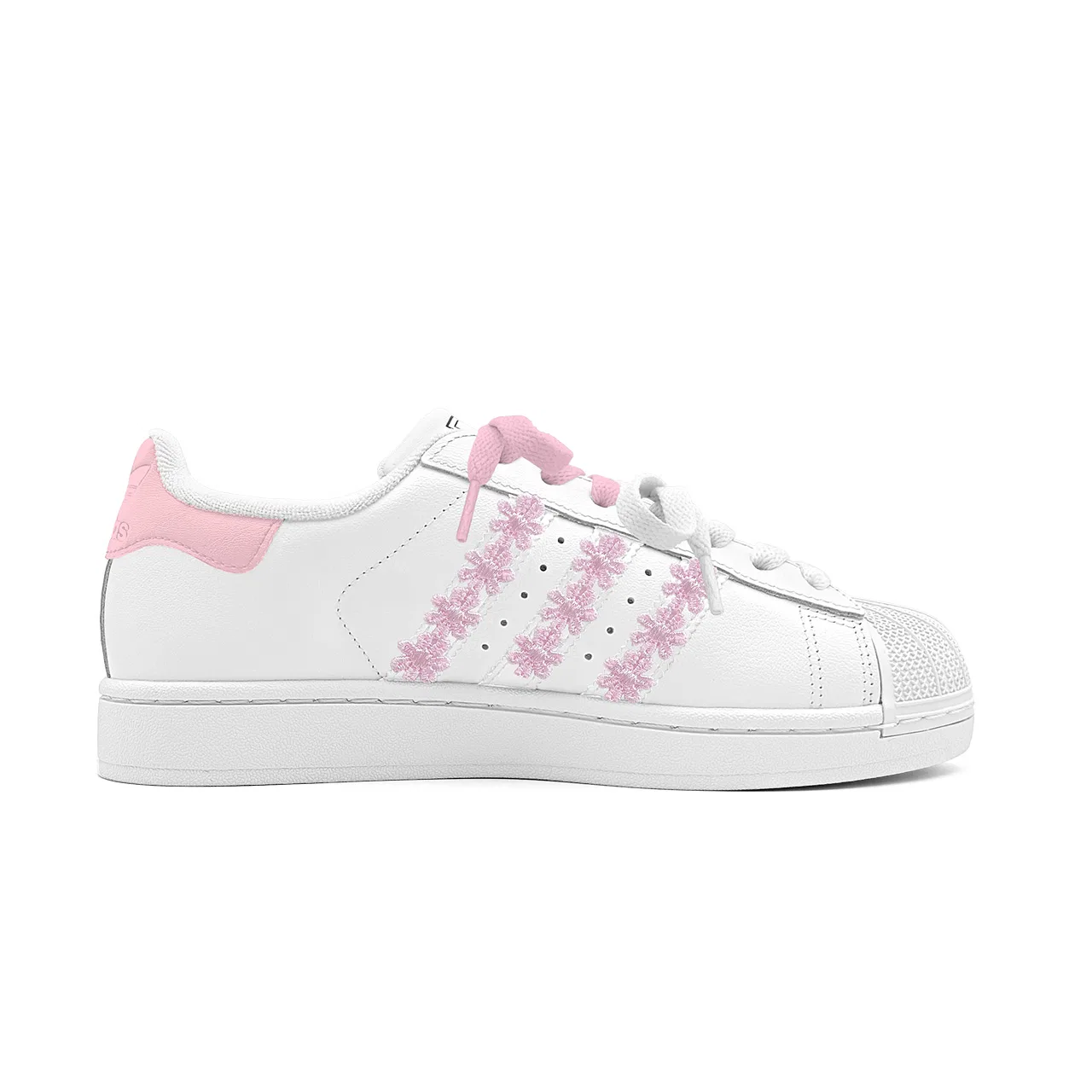 Детские кеды для скейтбординга с принтом Superstar 2 Adidas Originals, White Pink — фото 3