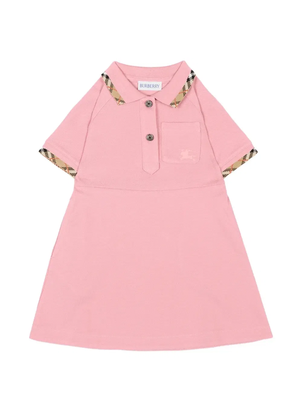 Поло-платье с делкой в клетку Burberry Kids, розовый