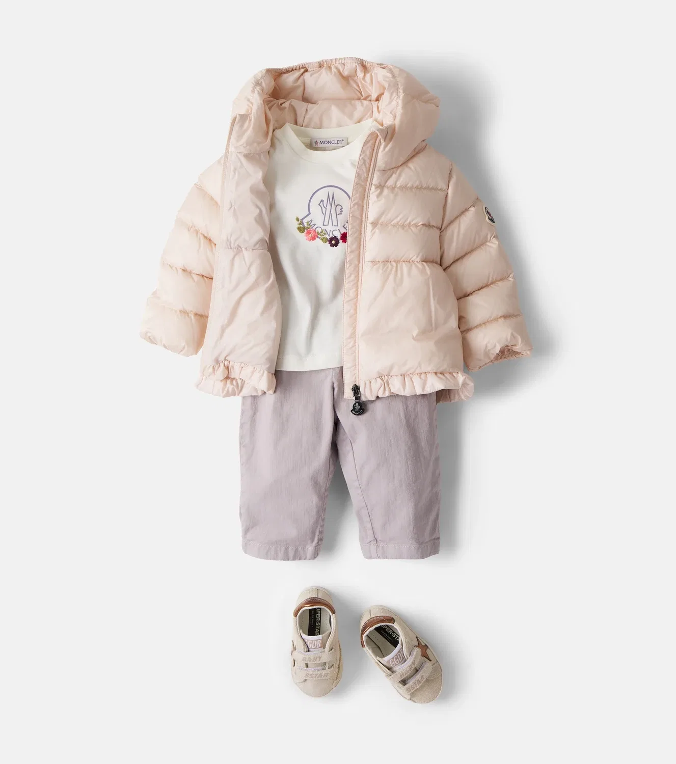 Детская пуховая куртка с наполнителем из пуха Odile Moncler Enfant, розовый — фото 2