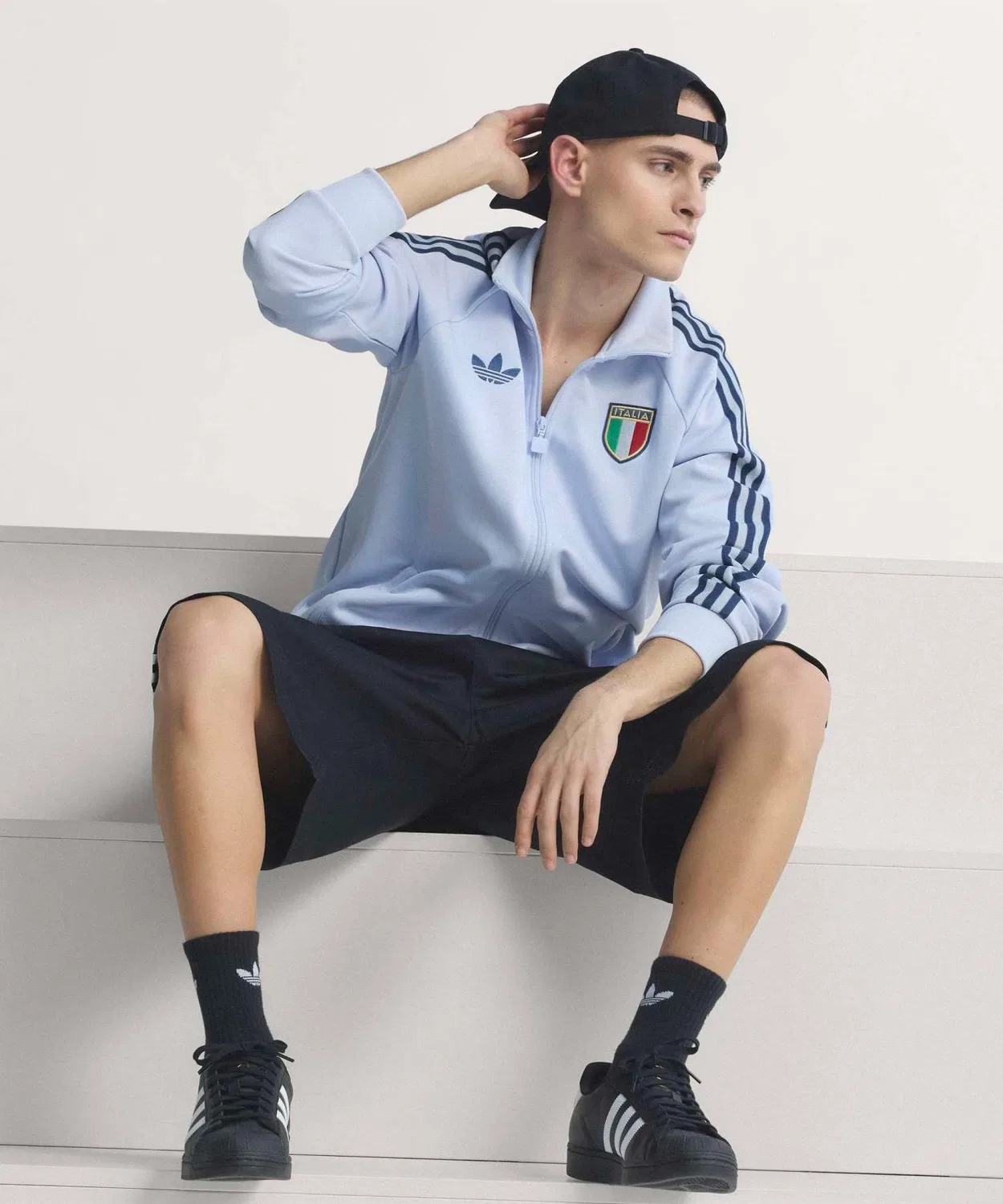 Мужской трек-топ с принтом, модель Италия Ориджиналс Adidas, Blue — фото 2