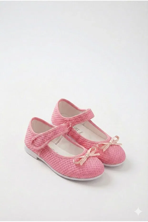 Детские балетки для девочек с бантом Albishoes, Pink — фото 3