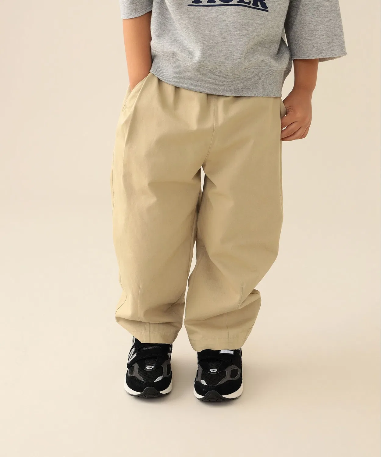 Детские широкие брюки-балун с защипами BEAMS mini, Beige