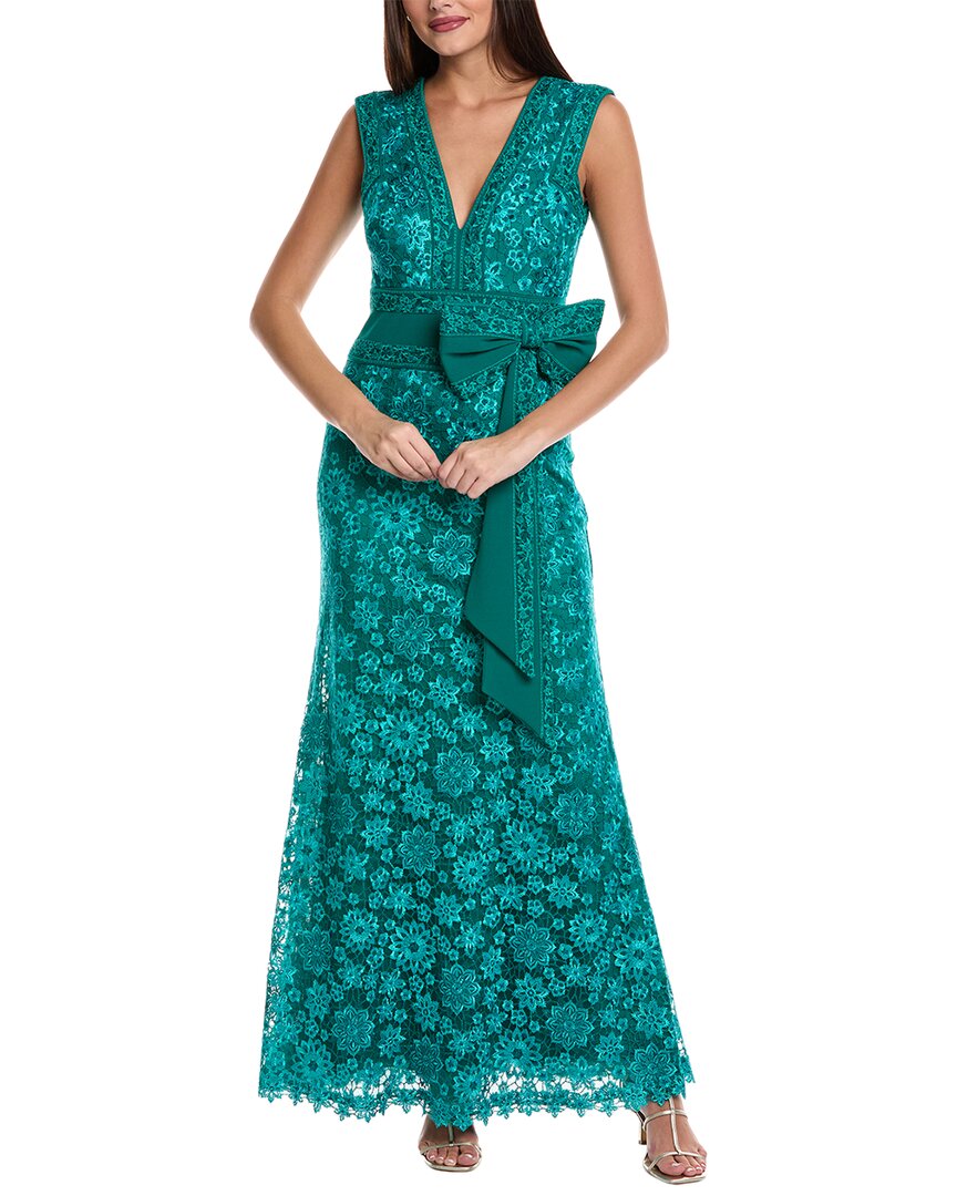 

Тадаши Шоджи Вышитое кружевное платье-колонна Tadashi Shoji, зеленый