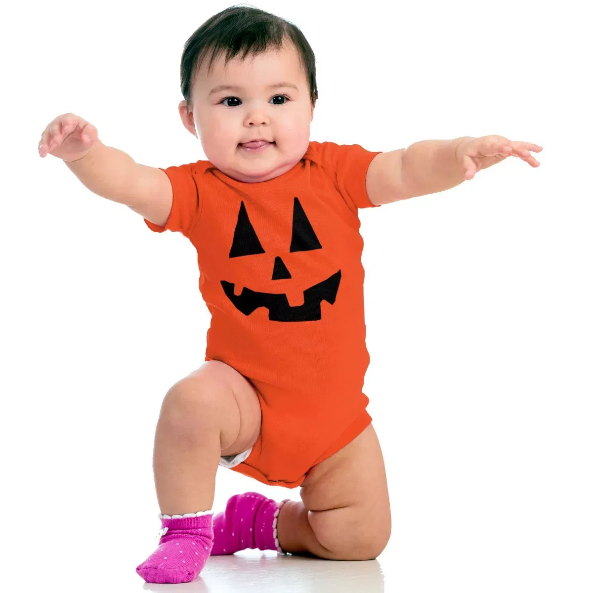 Детский боди-комбинезон с принтом Jack O' Lantern Pumpkin Face Brisco Brands, Orange — фото 4