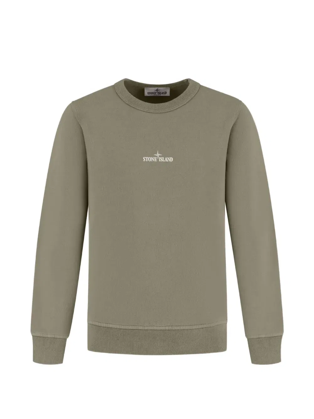 Хлопковый свитер с логотипом Stone Island Junior, зеленый