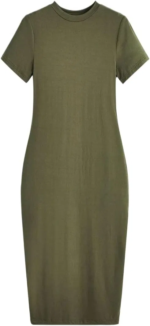 Женское облегающее платье-футляр миди с коротким рукавом Army Green