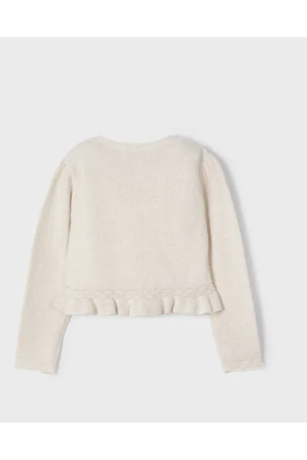 Детский кардиган для девочек с принтом 3374 detail knitted cardigan gkm0367 Mayoral, Golden — фото 2