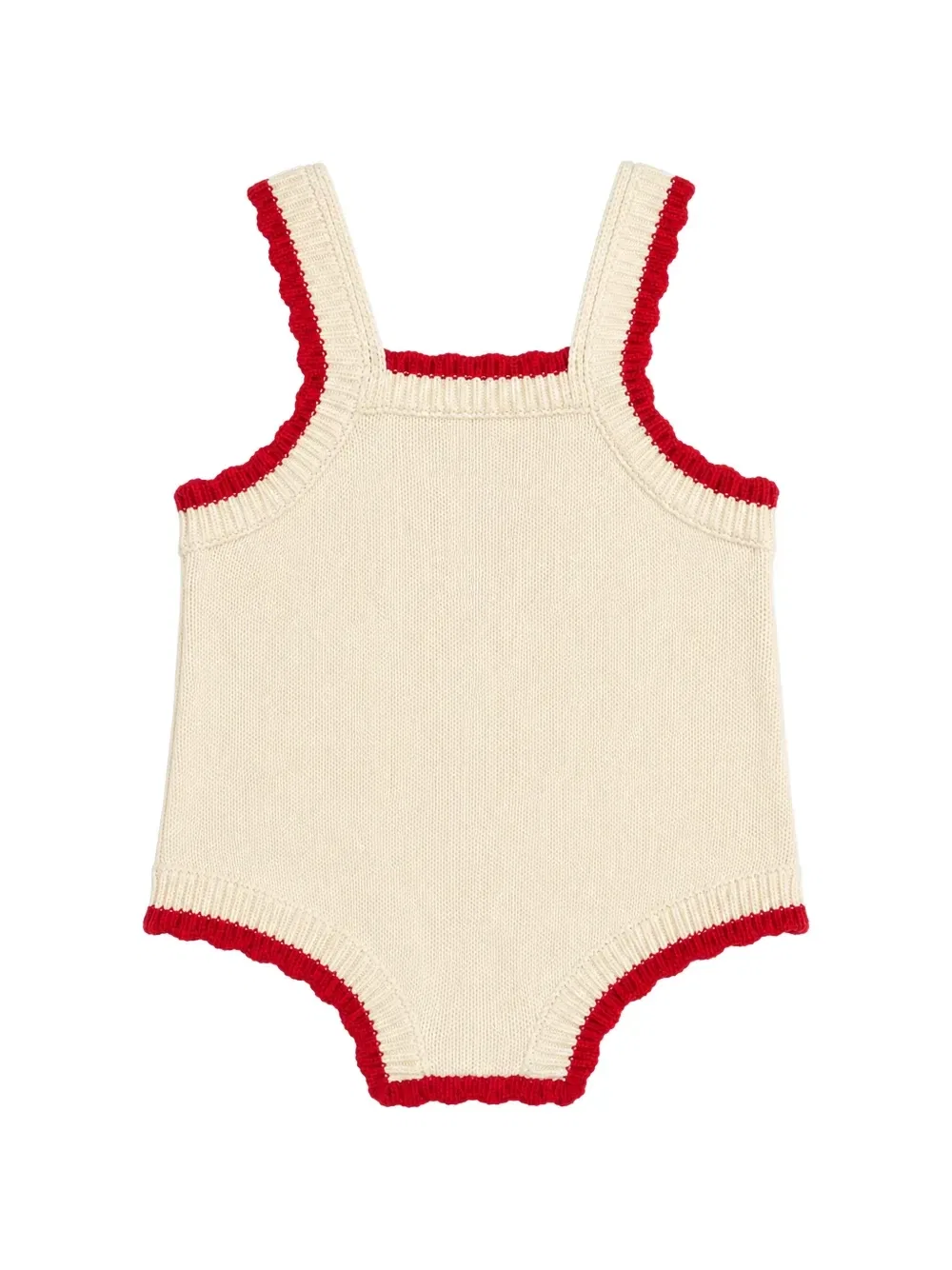 Вязаное боди с карманами, связанными крючком Stella McCartney Kids, бежевый — фото 2