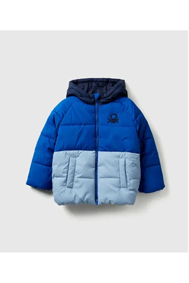 Детское пальто для мальчиков с капюшоном Benetton, Light Blue