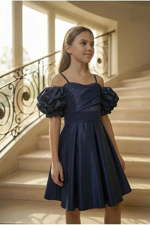 Детское платье для девочек с принтом Butikhappykids, Navy Blue — фото 3