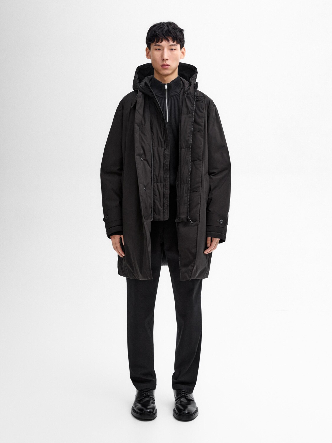 

Длинная пуховая парка Massimo Dutti, черный