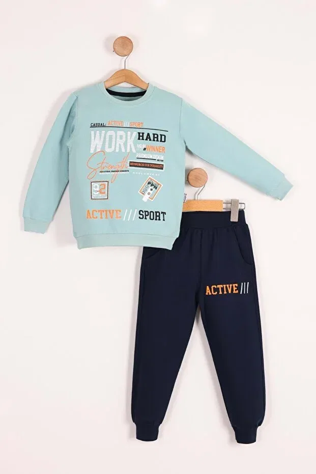 Детский спортивный костюм для мальчиков с принтом Work Mnk Baby&Kids, Light Green — фото 3