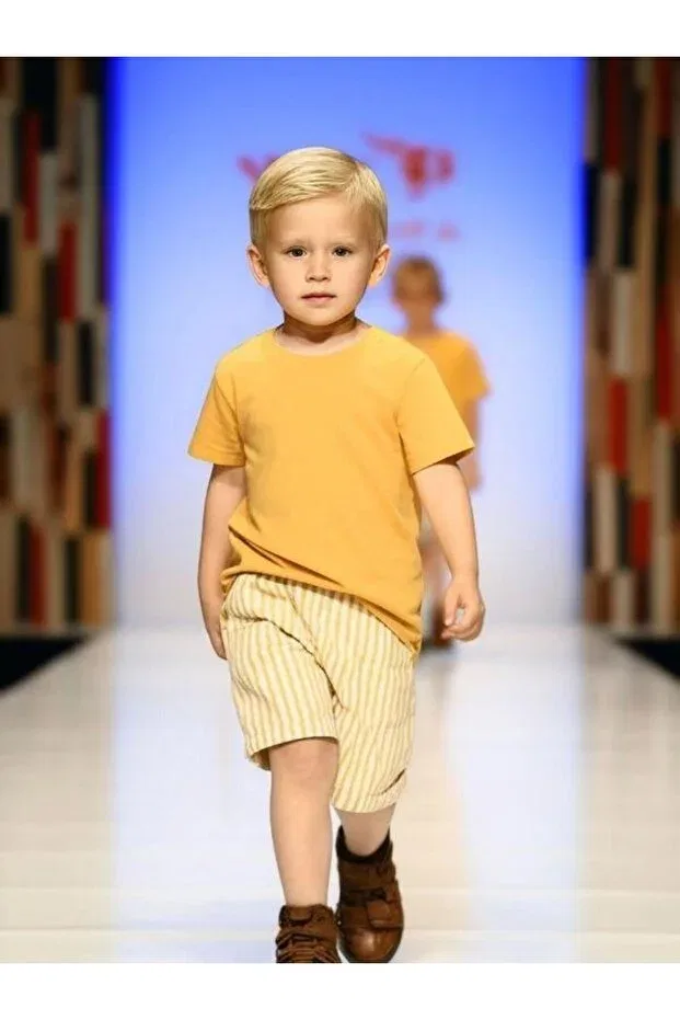 Детские шорты для мальчиков полосатые Zekids, Yellow — фото 2