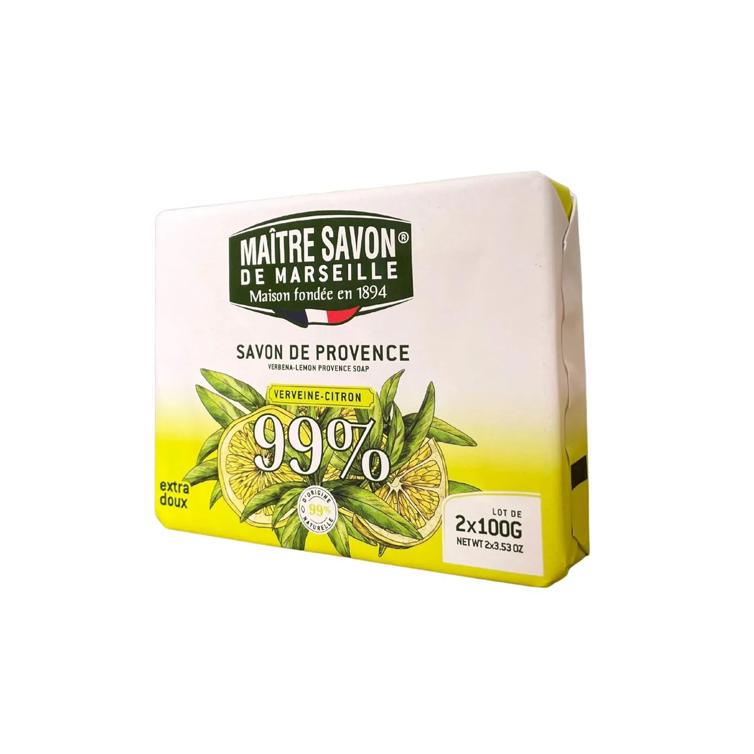 Мыло туалетное Verveine Lemon, MAITRE SAVON DE MARSEILLE, 200 г, Белый — фото 2