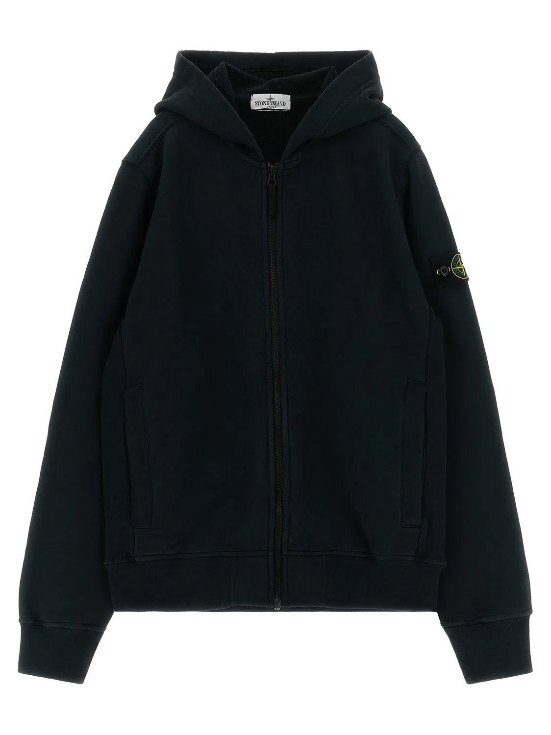 Толстовка с логотипом-шевроном Stone Island Junior, черный