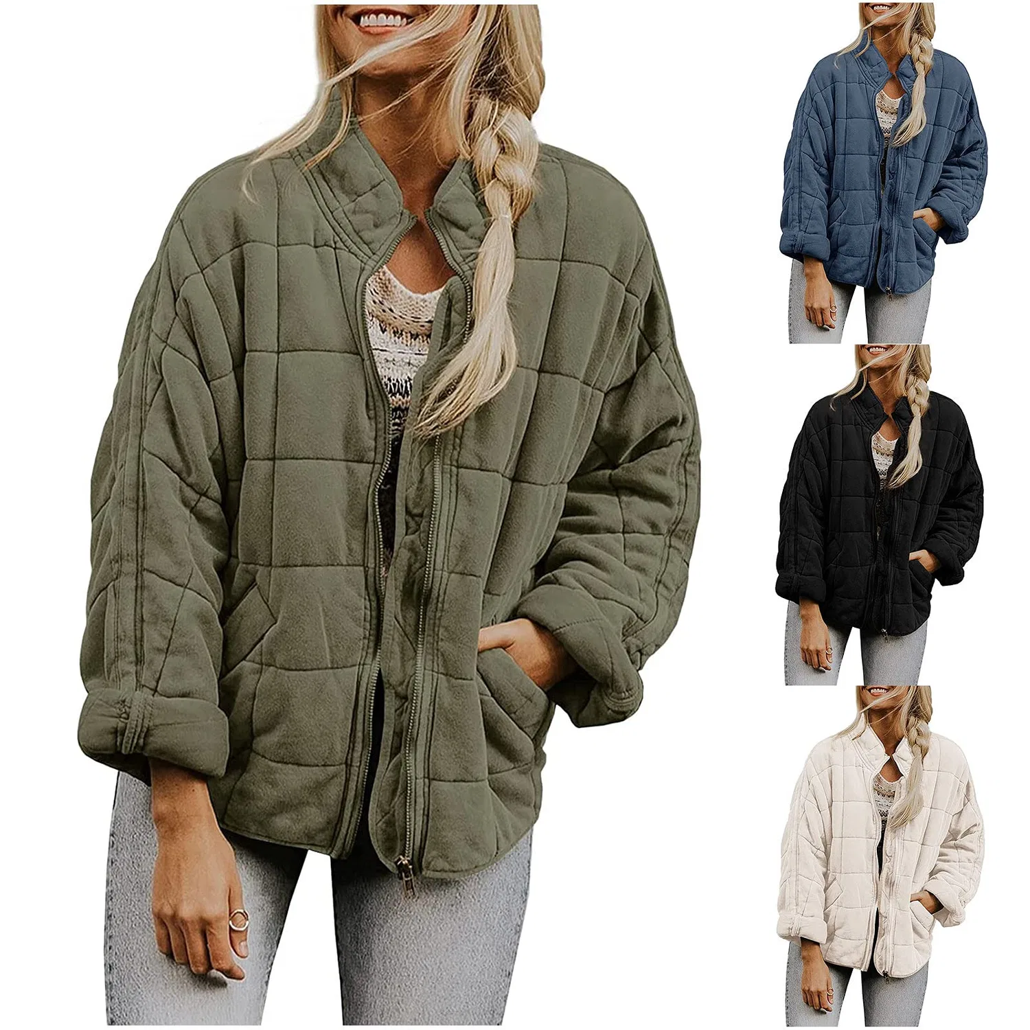 Женское стёганое пальто с воротником-стойкой, лёгкое, пуховое, Winter Jackets for Women, White