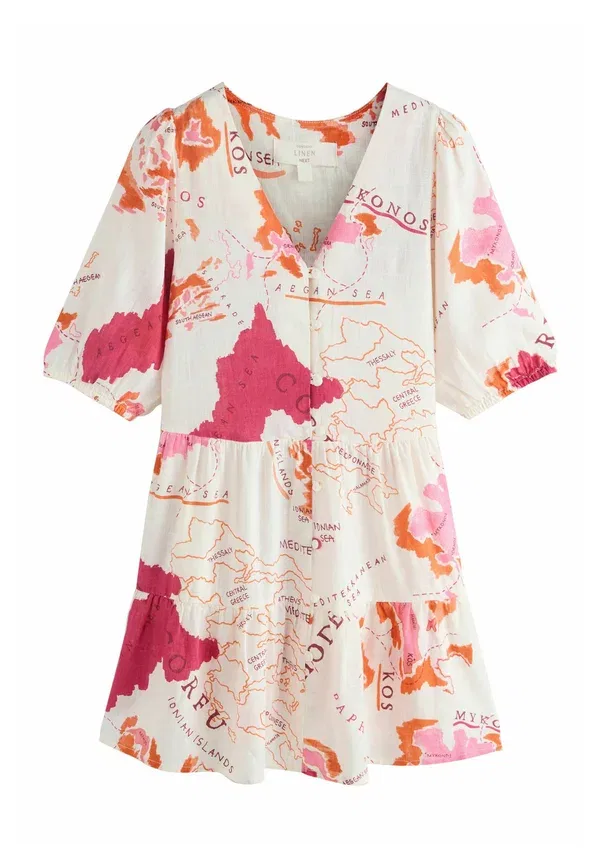 Платье-рубашка с принтом Shirt dress Next, Pink map print, розовый