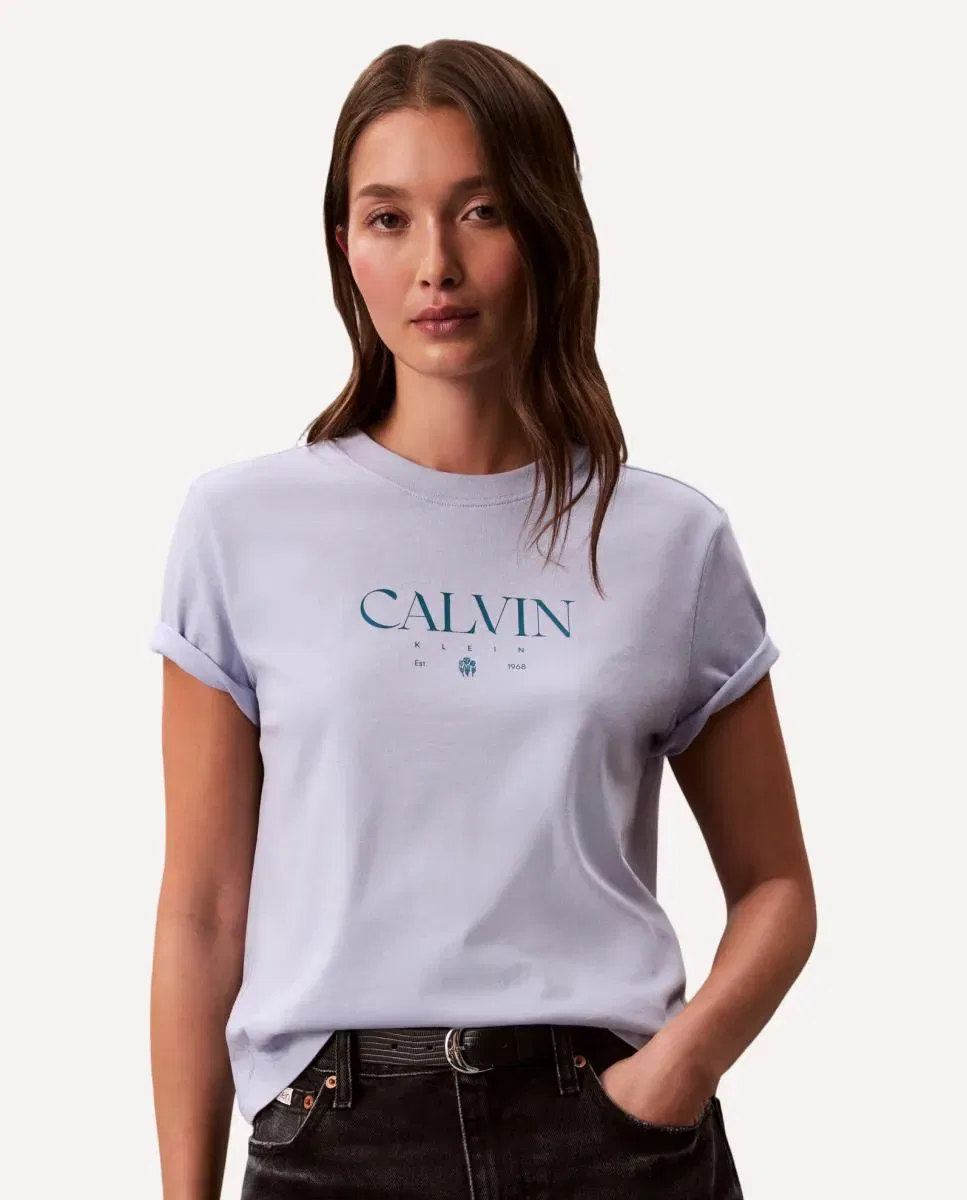 Женская футболка с логотипом Calvin Klein, Azul Claro — фото 4