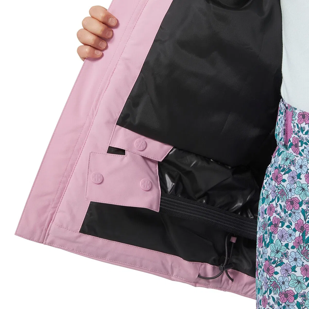 Детская куртка для девочек с принтом JR Stellar Jacket 2.0 Helly Hansen, Pink Lavender Floral AOP — фото 2