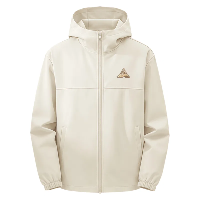 Детская куртка с капюшоном из софтшелла MINISO, Army Green (B Camping Lifestyle Chest Logo) — фото 3