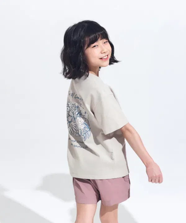Футболка с коротким рукавом тропическая, Sorona, Snowpeak Apparel Kids, песочный бежевый