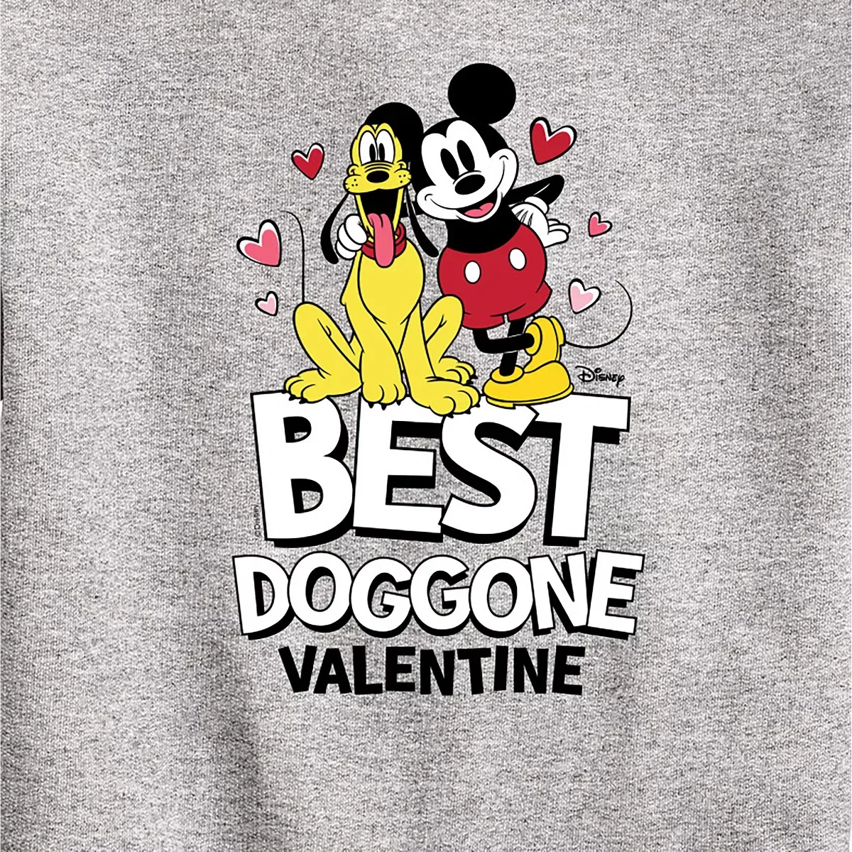 Детский свитшот с принтом Best Doggone Valentine Disney, Athletic Heather — фото 2