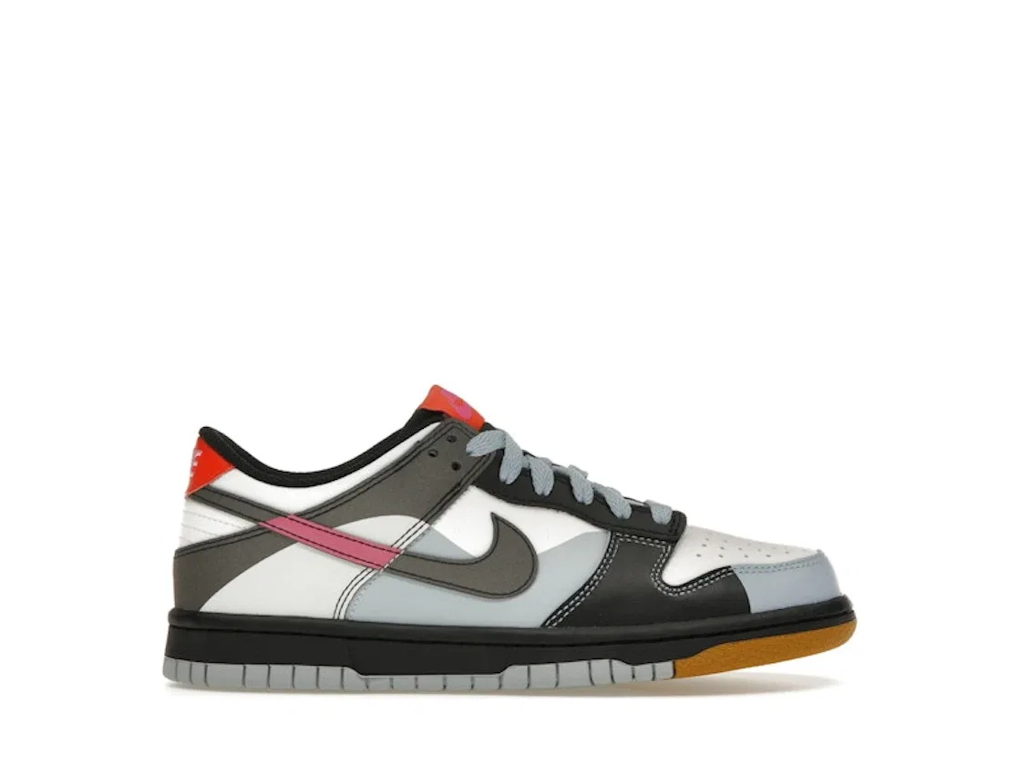 Детские кроссовки с принтом Nike Dunk Low Nike, Summit White/Light Armory Blue-Black-Playful Pink