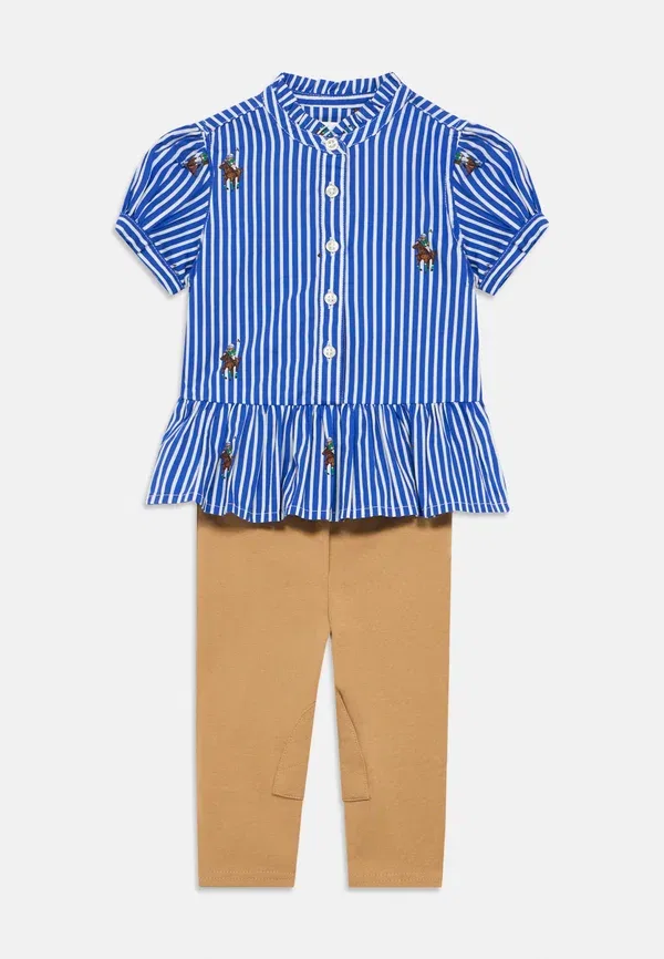Комплект из футболки и леггинсов с поло, хлопок, Polo bear cotton shirt & legging set, Polo Ralph Lauren, синий