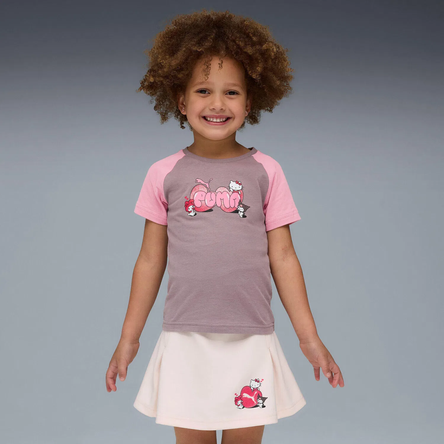Детская футболка с принтом Puma X Hello Kitty Friends Slim Tee Pl, Grau — фото 4