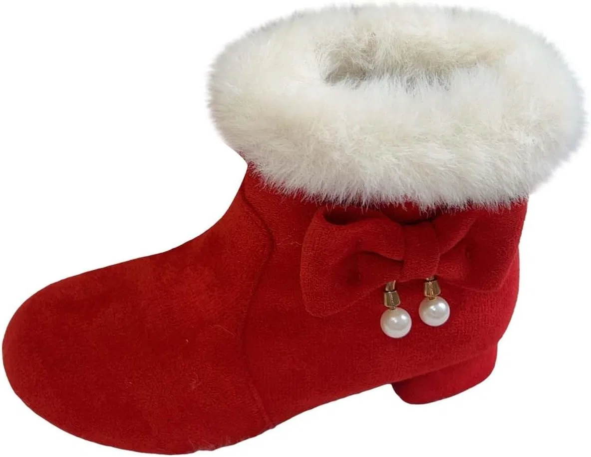 Детские зимние ботинки для девочек с мехом, Red