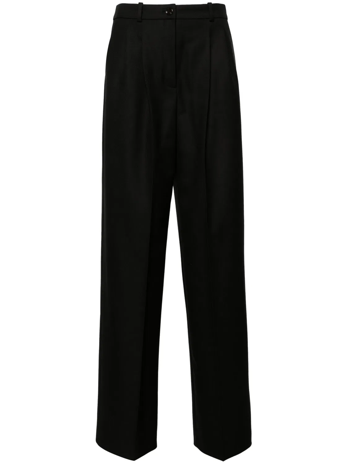 Т trousers с деталями из складок из чистой шерсти BOSS, черный