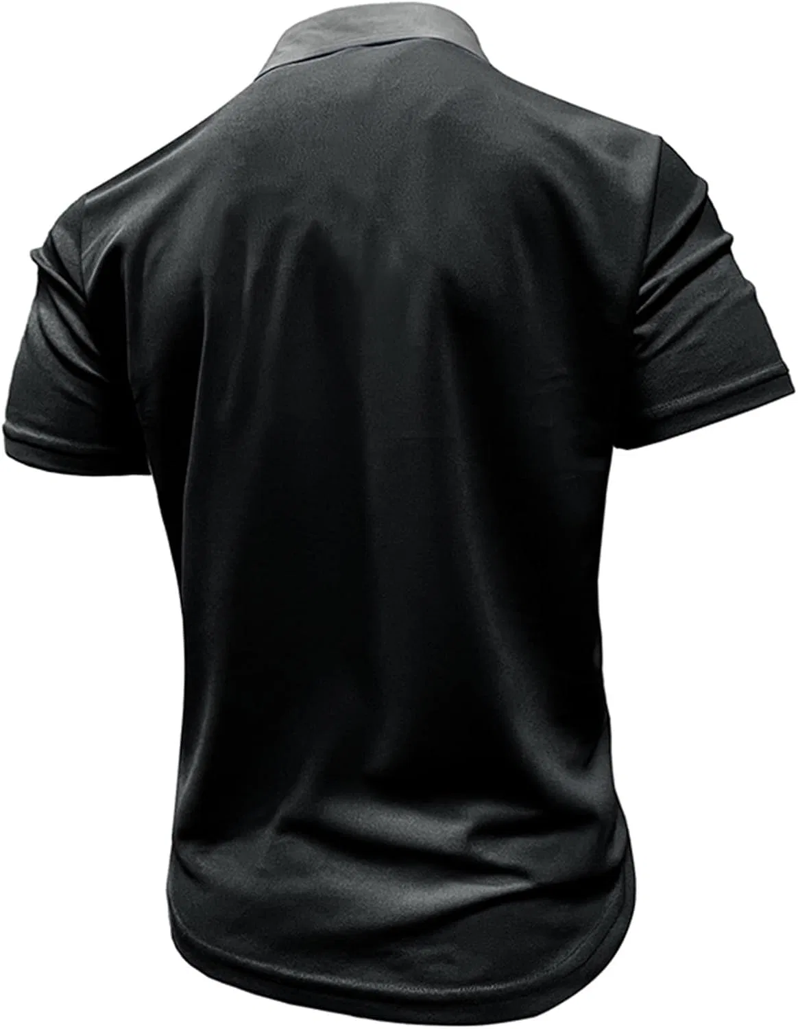 Мужская футболка с воротником на пуговицах Slim Fit, Black — фото 3