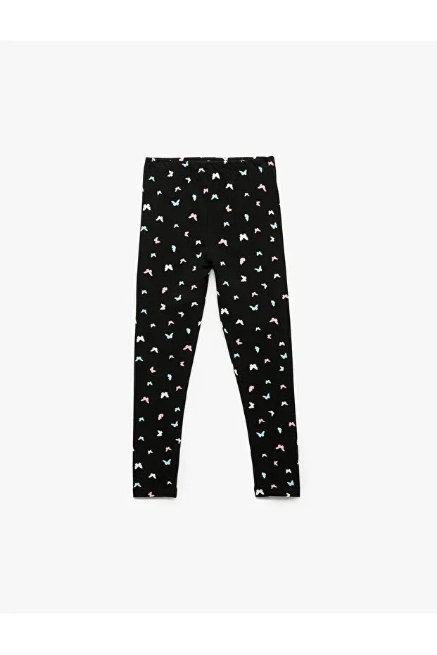 Детские леггинсы для девочек с принтом Koton, Black Patterned