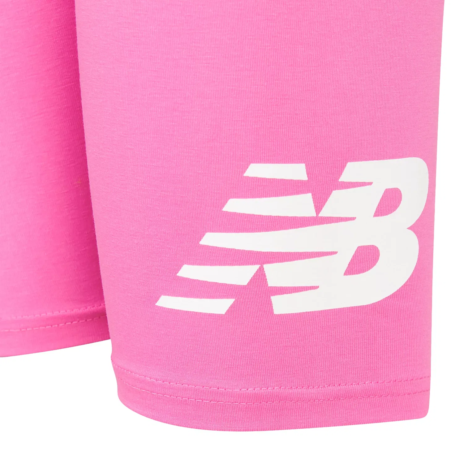 Детские велошорты облегающие с принтом Stacked Logo New Balance, Pink Satin — фото 4