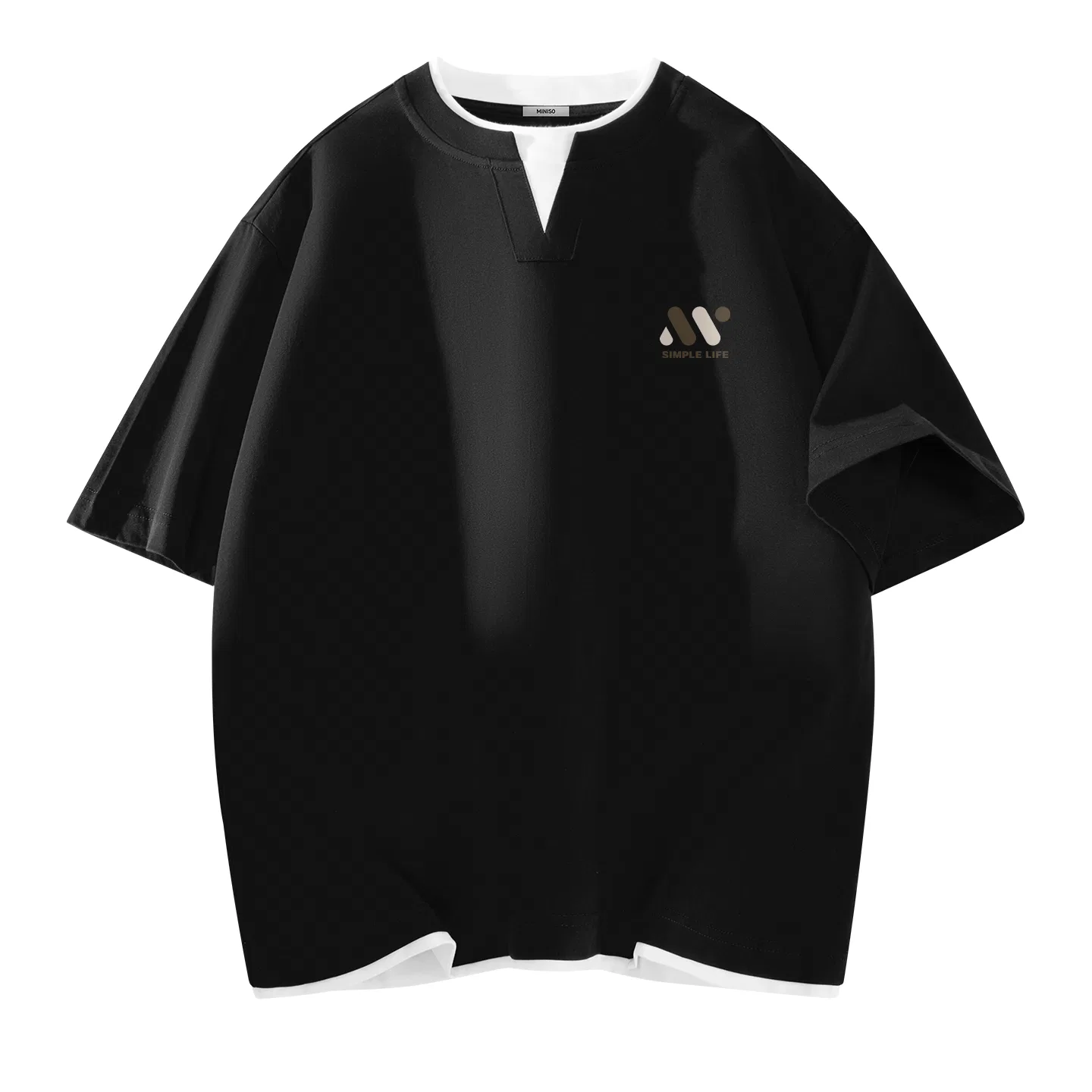Детская футболка с принтом Mock Two Piece MINISO, Black