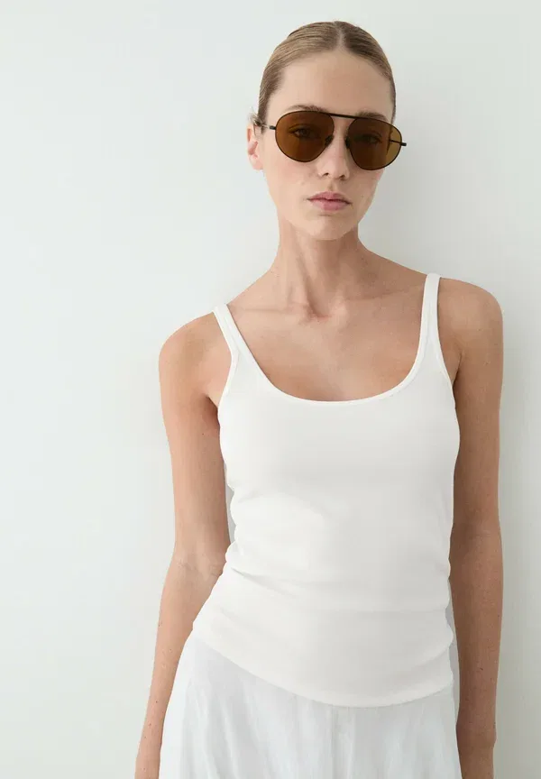 Топ из лиоцелла, хлопка и полиамида Massimo Dutti, белый
