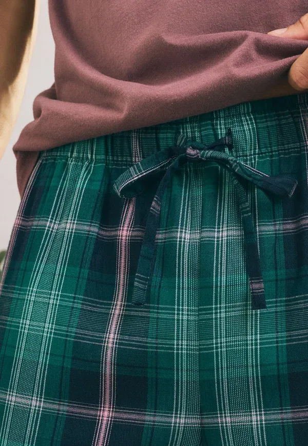 Пижамный комплект из хлопка Regular fit - check short sleeve set Next, Green, Pink, зеленый/розовый