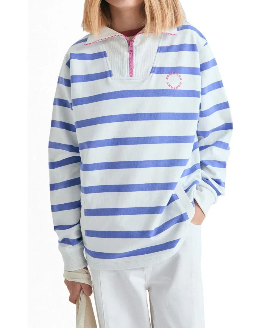 Свитшот с высоким воротником и молнией Striped Turtleneck Scalpers, Blue Stripes