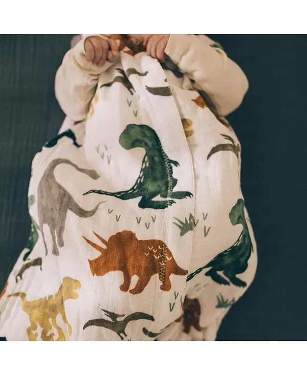 Детский спальный мешок для новорожденных из муслина Little Unicorn, Dino Friends — фото 3