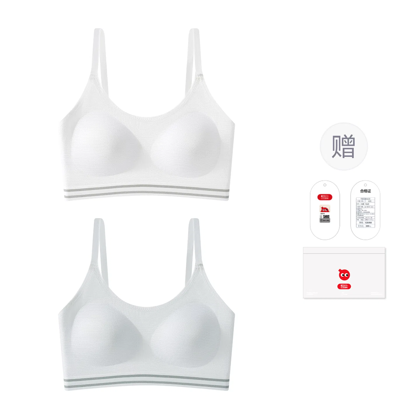 Детский бюстгальтер-топ для девочек хлопковый Red bean, White & Light Blue