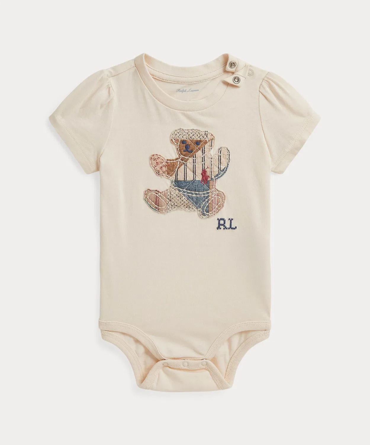 Детский боди-комбинезон хлопковый с принтом Patchwork Polo Bear POLO RALPH LAUREN CHILDRENSWEAR, Brown