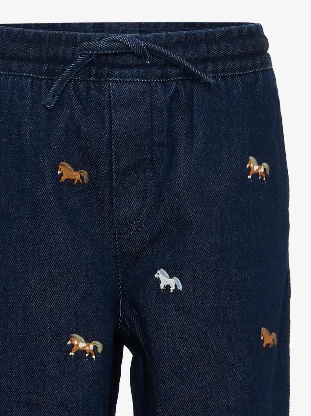 Прямые джинсы с кулиской и вышивкой Stella McCartney Kids, синий — фото 3