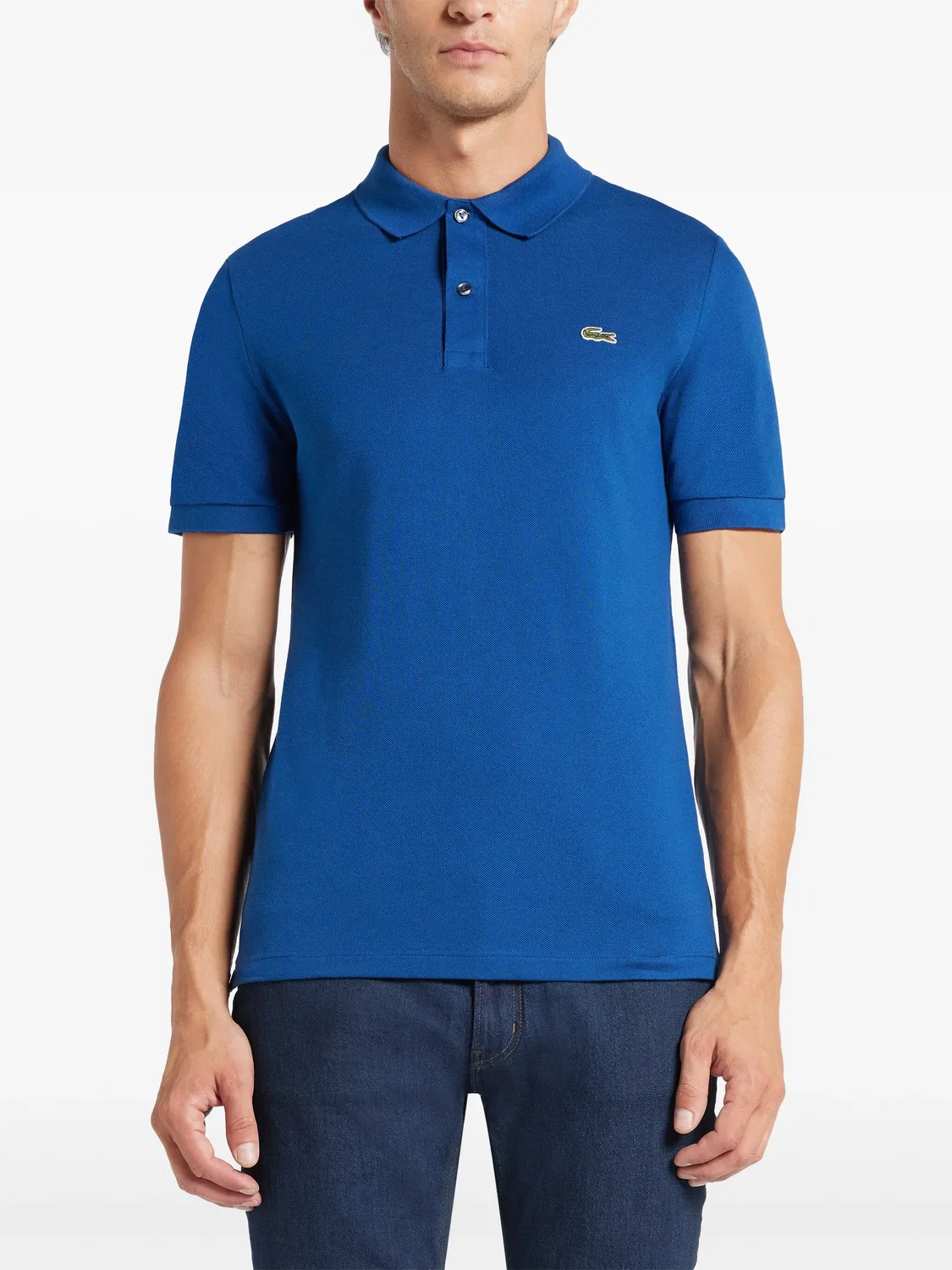 Поло рубашка оригинального дизайна Lacoste, синий — фото 4