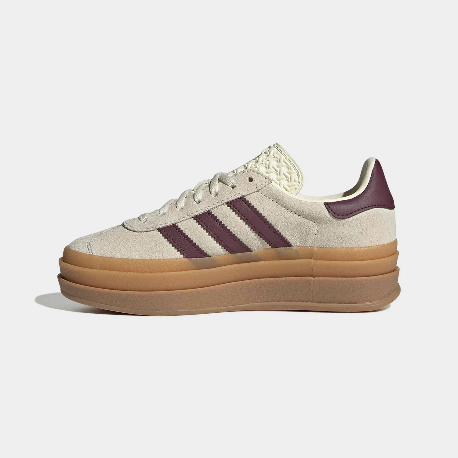 Детские спортивные кроссовки на платформе Gazelle Bold Adidas Originals, Cream White/Maroon/Gold Metallic — фото 3