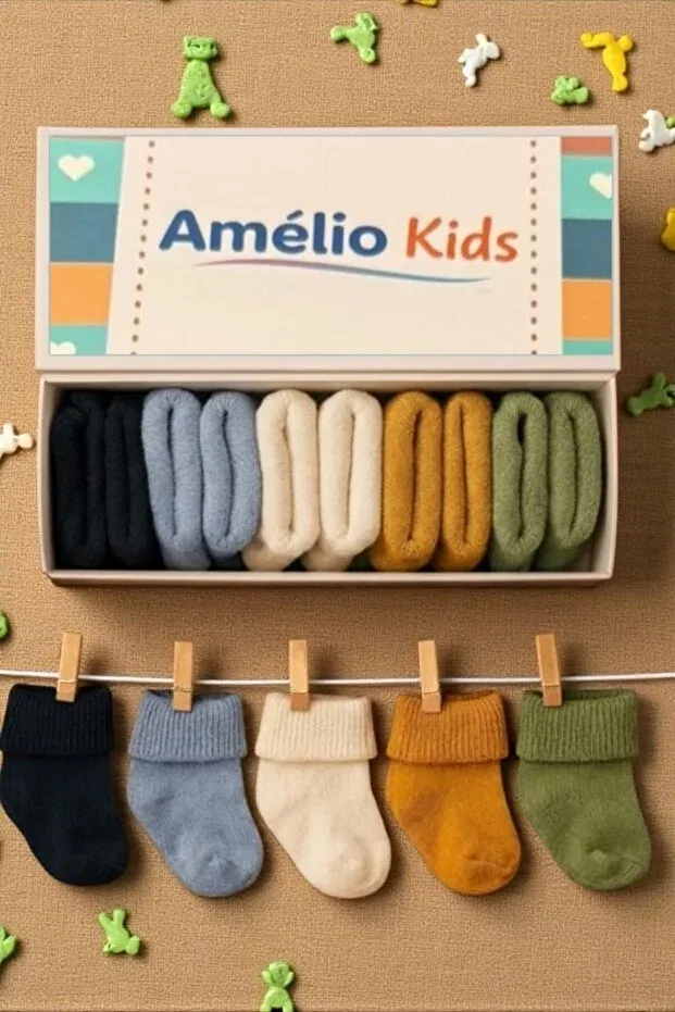 Детские носки для новорожденных хлопковые органические 5 шт Amélio Kids, Multicolor — фото 4