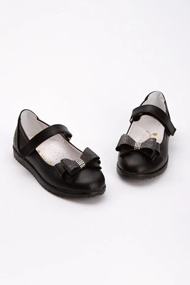Детские балетки для девочек с бантом Sare Çocuk Giyim, Matte Black