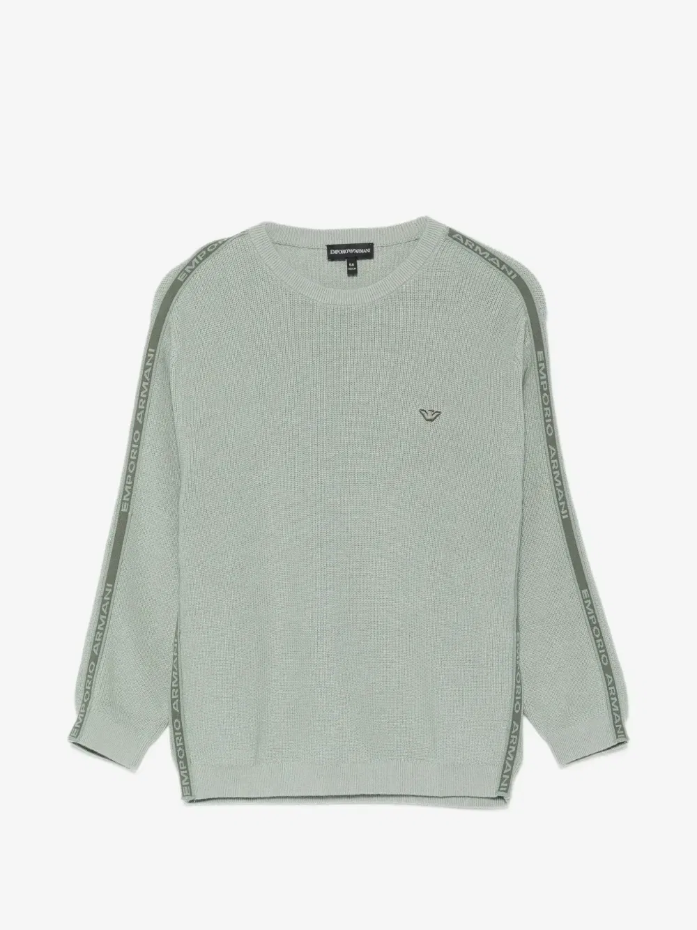 Вязаный свитер с логотипированной лентой Emporio Armani Kids, зеленый