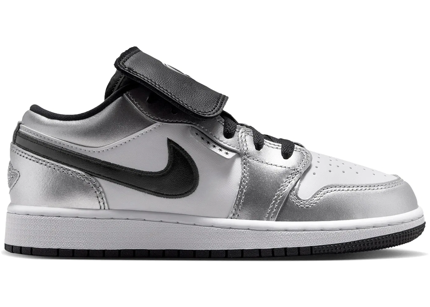 Детские кроссовки Lifestyle с блестящим акцентом Jordan 1 Low SE Jordan, White/White/Metallic Silver/Black