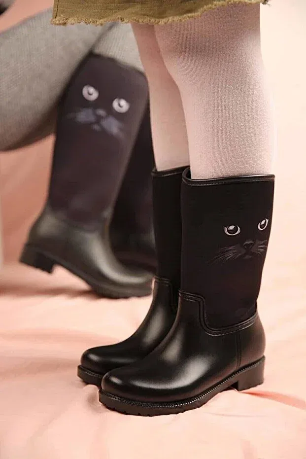 Детские ботинки для девочек водонепроницаемые Kdc waterproof mother girl boots Pabuçland, Black