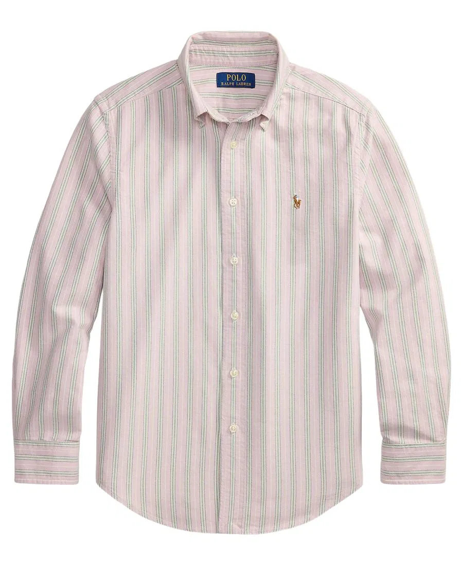 Оксфордская рубашка в полоску с вышивкой Pony Polo Ralph Lauren, Lavender Green Multi